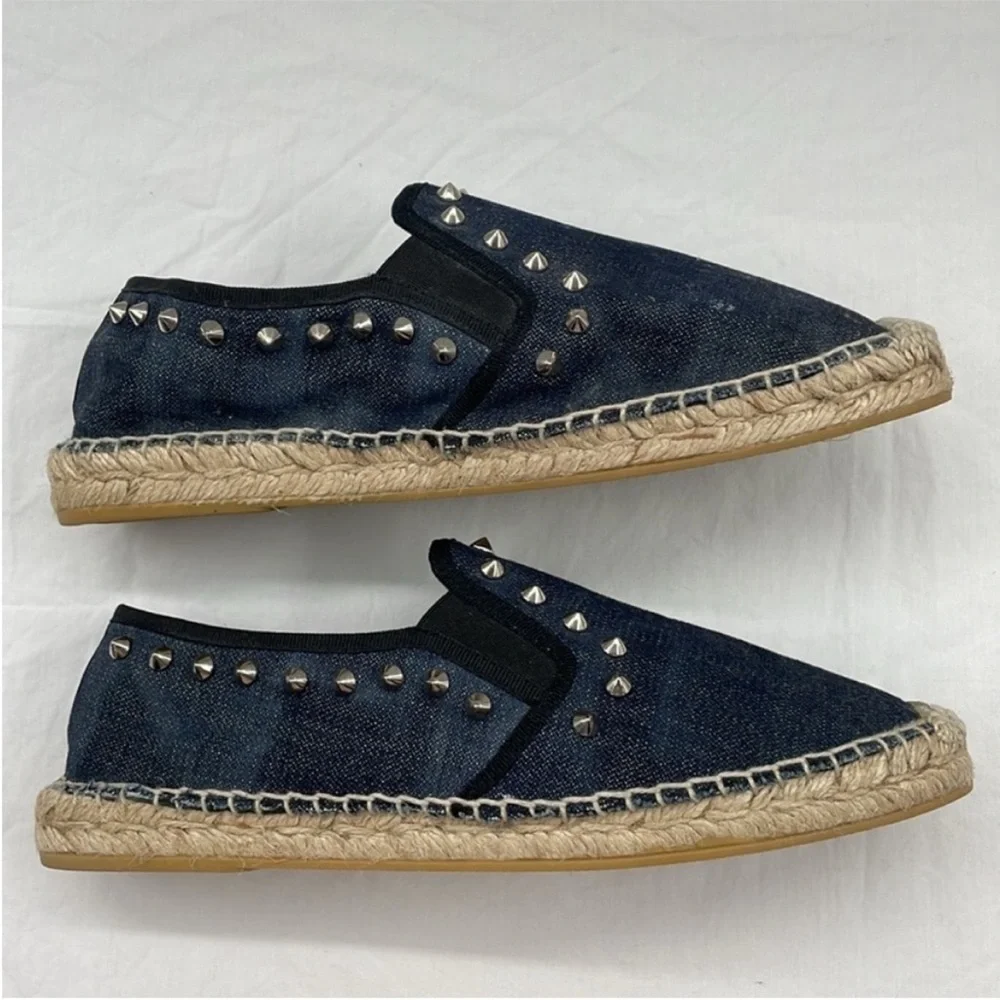 NEW! Ash Zest Studded Espadrilles with Silver Studs in Dark Denim. EU 39.